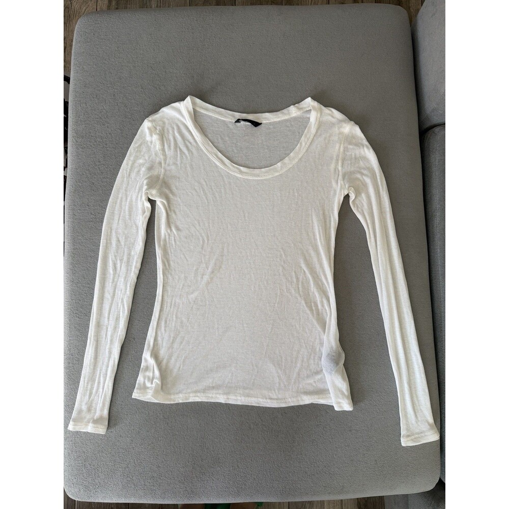 ZARA White Ladies Long Sleeve Round Neck Top Lightweight Blouse Size Small